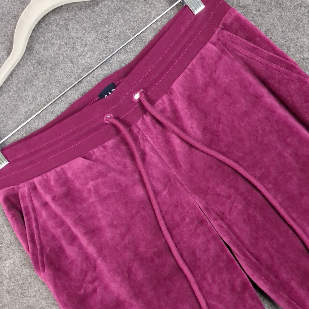 GAP Womens Small Velour Track Pants Magenta Pink Flare Leg Drawstring Y2K Style